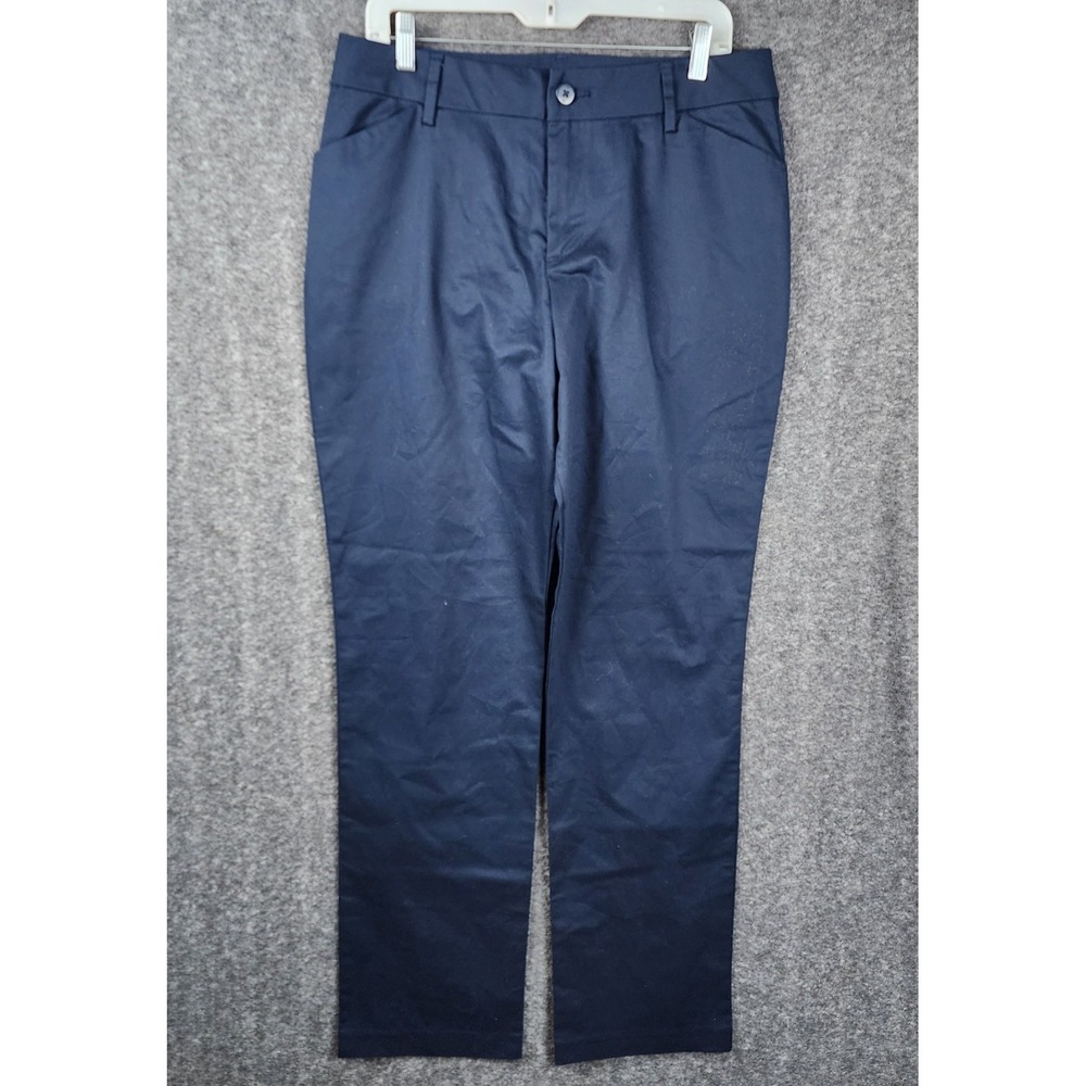 Lee Trousers Women 12 Long Navy Blue Straight Leg Business Casual Pants